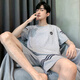 樵廿夏季休闲大码睡衣男短袖大码可外穿青年学生套头居家居服套装 HDE9928【棉】 M