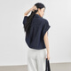
White slack and casual denim shirt for women 2025 summer new design drawstring Laiser shirt short jacket denim blue M