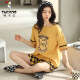 Tucano; Woodpecker Summer Summer de manga corta para mujer Conjunto de pijama a cuadros de algodón Summer Summer Pure Korean Ropa para el hogar puede ser dibujos animados para Y9855 m al aire libre (sugerido 75-95Jin [Jin equivale a 0.5 kg])
