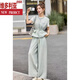 维多利亚的格调2025夏季新款时尚套装圆领系带收腰无袖背心衬衫+阔腿裤两件套 米白色 L (105-120斤)