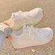 Gu Fansha zapatos blancos de suela gruesa para mujeres en verano zapatos de malla transpirables e inestables de malla con zapatos de entrenamiento deportivo versátiles 9905-3 beige 39