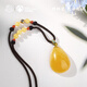Potala Palace Beeswax Southern Red Necklace 925 Silver Yellow Wealth Agate Jade Pendant Wushi Brand Men's and Women's Birthday Gift for Boyfriend