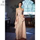 Rich collar toast dress bride can usually wear high-end 2026 new style pink new Chinese evening dress tube top engagement temperament pink L