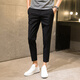 Jessons Casual Hosen Herren Sommer Dünne Eis Seidengeschnittene Hosen Schlanker kleiner Fuß kariertes Hosen Koreanischer Stil trendiger Herrenanzug Hosen K690 Schwarz (Crop Hosen) 32