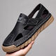 RankDavey Light Luxury New Brand 2025 NUEVA VERSATILES VERSATILES DE DOPAMINA Sandalias sandalias de los pies superados para hombres Real 9197 Black 38