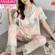 Modal Internet Celebrity Sommerpyjama für Frauen Eis Seide Pfingstrose Blume kurzärmelige Hose Sommerdünn zu Hause Kleidung für Outdoor-Verschleiß Set 694 Tintenmalerei Kurzärärmelhosen m