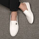 Xiaohuilijia Doudou shoes men's summer and autumn new men's shoes Korean versatile men's casual leather shoes one-legged driving lazy shoes 825 white latex insole model 43 (wide feet, fat feet, one size larger)