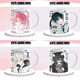 Howang De Nai Seishrok peripheral water cup anime blue prison ceramic cute mug large capacity home casual cup DU844 thousand cut leopard horse-white hand ceramic [mug] + spoon + coaster