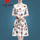 皮尔卡丹（pierre cardin）官方品牌冰丝连衣裙女夏2025新款碎花收腰显瘦气质大码中长款短袖 【冰丝9901花】 M 100斤内