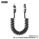 NOUVEAU Câble de données à ressort à ressort à ressort tressé à recharge rapide 240W Ruiliang Ruile Rangement et adapté à plusieurs modèles CB12240W Multi-fonction alliage de zinc Spring Easy Storage Tredaded Data Cable Black