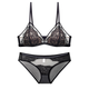 Victoria's Style Sexy Secret French Sexy Lace Underwear Women's Small Breast Push Up No Wire Ring Black Bra Set Black Set M (Applicable to 32/70C 34/75AB)