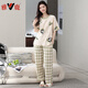 
Yalu pajamas women's summer pure cotton short-sleeved trousers summer cartoon thin mother's home clothing suit can be worn outside 673 XL