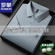 罗蒙（ROMON）夏季桑蚕丝短袖T恤男2025新款中年商务翻领冰.丝垂感商务POLO衫男 15125登山兰 3XL 56【建议170-190斤】