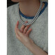 QUAMER Xiaoxiang Style Shijiazhen Hemp Platinum Gray Pearl Necklace for Women Long Sweater Chain Multi-layer Wearing Female Niche 4mm Hemp + Magnetic Cuff (120cm)