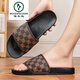 Specht Frühlings- und Sommer neue Hausschuhe Herren Sommer Outdoor Fashion Plaid Herren Strand Sandalen koreanische Flip-Flops Anti-Slip Room 679 Schwarz 38 Einen Größe klein