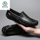 Woodpecker 2025 Printemps et été en cuir authentique Chaussures en cuir respirant décontractée pour hommes Softs Sofle Sole Hommes British One-Foot Lazy Chaussures Men 9901 Black Breathable 41