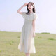 Vestido de niñas Summer 2025 Nuevo estilo para niñas Corea Coreana Corea Corea Princesa Vestido de vacaciones para niños Vacaciones largas Summer Off White 160