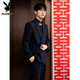 Playboy (PLAYBOY) Chinese tunic suit new Chinese style engagement wedding groom suit suit men's suit stand collar plate button black three-piece suit jacket + 152 black shirt + 2XL