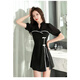 Xuanchun Foot Bath Shop Health sexy Arbeitskleidung weibliche Technikerin Fußbad Temperament Bad Sauna verbessert Cheongsam Zwei-teilige Fußmassage Schwarz 1391 s Empfohlen 75-85jin [Jin entspricht 0,5 kg]