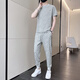 VACK summer short-sleeved T-shirt suit men's cool fashion summer casual men's sports men's suit summer clothes 719 gray L (115-130Jin[Jin equals 0.5 kg])