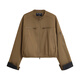 Chuyu jacket for women 2025 autumn new retro Bath style stand collar loose short high street style jacket cafe green L