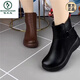 Specht Leder Martin-Stiefel für Frauen 2024 Neue Winterdicke-Short-Stiefel mit Fleece warmem Fell integrierter Mutter Baumwollschuhe schwarz 40