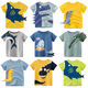 TTPMER SUMME BOY T-shirt à manches courtes Coton Carton Dinosaur Design Ins Style 9716 Military Blue 100