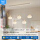 Pinju 2025 Nouvelle lampe de restauration Spectre complet Protection des yeux Restaurant Chandeliers Modern Simple Pumpkin Lantern Guangdong Zhongshan Lamp MTJ689-5 Disque droit Intelligent Voice (blanc)