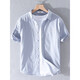 KAZUKI KURAISHI KURAISHI KAZUKI Casual Business Stripe Short Sleeve Shirt Men's Summer New Slim White Thin Fresh Shirt White XL 135-145Jin[Jin equals 0.5 kg]