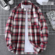 GTYUWVG Spring and Summer Molding Camisa de manga larga Camisa coreana a cuadros de gran tamaño para la tendencia de los hombres y jóvenes de mediana edad M655 38