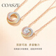 COASZE 18K gold diamond necklace, three-color gold surround, real diamond and colored gold for girlfriend's birthday, light luxury 18K gold diamond necklace