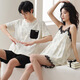 Heyu 2 set price pajamas summer cotton short-sleeved sexy suspender pajamas women's thin men's home wear set HC-9902 170 women's M + men's L