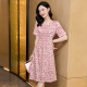 Ehangy International High-Light Light Luxury Dress Summer's Summer 2025 Nuevo cómodo falda de línea de seda de mulberry floral Pink [Caja de regalo de alta gama] L