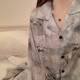 Shantou Lin Village Pajamas for women in spring and autumn long sleeves trousers Internet celebrity home clothes for women in autumn ice silk suits for outside 6630 M (80-100Jin [Jin equals 0.5 kg])