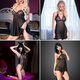 Pseudo-Girls de ropa interior sexy de hombres Medias de lámparas de lámparas Traje tang de lencería sexy de lencería negra Black Lady's Start Skirt 3884 S (75A) 90-125Jin [Jin equivale a 0.5 kg] 162-174