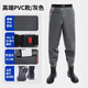 MieLanat waders, rain pants with rain boots, waist-length thickened reservoir leather forks, water shoes, one-piece fishing suit, half-length PVC gray waist-length belt, upgraded extra-thick rhinoceros 36 (photographed according to normal shoe size)