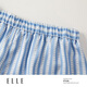ELLE French Striped Lounge Suit Can Be Weared High-Quality Satin Short-Sleeved Shorts Pajamas Autumn and Summer New Blue (Bottoms) S