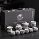 Yonghuan Ru Kiln Blau und weißes Tee-Set 2024 neuer Haushaltsteebrauer Licht Luxus Kung Fu Tee Tasse Cover Schüssel Geschenkbox 9272 Ru Kiln Teekanne + Schüssel --- Geschenkbox
