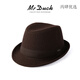 Mr DUCK British style retro hat High density densely woven wool semi-curled gentleman's hat for men and women autumn and winter MW13038 sheep wool material-dark coffee color (classic solid color L size (59-60cm)