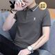 Playboy (PLAYBOY) new pure cotton men's polo shirt short sleeve high-end casual fashion lapel slim summer T-shirt men 826 dark gray XL recommended 125-140Jin [Jin equals 0.5 kg]