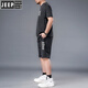 JEEP SPIRIT large-size ice silk sportswear suit for men in summer fat man plus fat plus larger quick-drying shorts shorts short sleeves T-shirt casual men's clothing black 826 set 2XL Recommended 140-160Jin [Jin equals 0.5 kg]