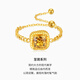 Chao Acer yellow 18K gold small sugar cube citrine ring women's ring ring bracelet gift for girlfriend birthday gift 18K gold crystal ring