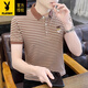 Playboy (Playboy) Herren Striped Kurzärmel-Polo. Hemd für Sommer dünne reine Baumwollhals-T-Shirt Trendy Vielseitiges Eis Seiden-Top V-Shirt 6626 Gray M Jin [Jin ist gleich 0,5 kg] ungefähr