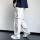 QLTQZQ Junior et Senior High School Students Long Pantalon Boys Spring and Automne Teenagers Lignes larges Sports droits et charge de loisirs K9855 Black M 80-100Jin [Jin est égal à 0,5 kg]
