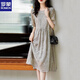 Romon gesticktes High-End-Kleid für Frauen 2025 Sommer Neue Mode Koreanische Version Slim Casual und Vielseitiges Temperament Spitzenspleißen grau m