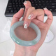 KZD ice waxy jade jade bracelet white moonlight jade bracelet floating green girl style jade treated jade 58-59mm same style as Lao Fengxiang