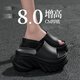 
Huili 8cm thick-soled slippers for women in summer new style for wear and height-enhancing casual EVA internet celebrity beach high-heeled sandals Mocha brown [3881] Beautiful 8.0cm height-enhancing 35-36 positive size