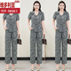 
Victoria's stylish and fashionable short-sleeved straight-leg pants two-piece set for women's 2025 summer new casual loose age-reducing thin set Grey L (80-100Jin[Jin equals 0.5 kg])
