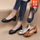 Hot-air mai spring and summer middle-aged women's leather shoes genuine leather comfortable mother's shoes shallow mouth low heel single shoes thick heel medium heel round toe women's shoes off white women's shoes that don't get tired of walking for a long time 6626 37