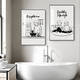 Decoración de la pared de baño de Yonghuan Puerta del baño Pintura impermeable para el agua Bed and desayuno del baño del baño del baño del baño en blanco y negro Muro sin uñas 14108 Marco exterior 30x40 cm Marco de oro + vidrio orgánico